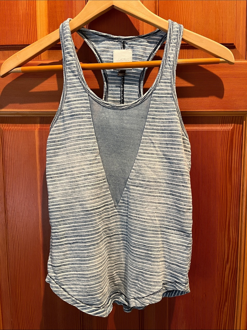 Joe's Jeans Blue and White Striped Racerback Tank with V-Front Panel